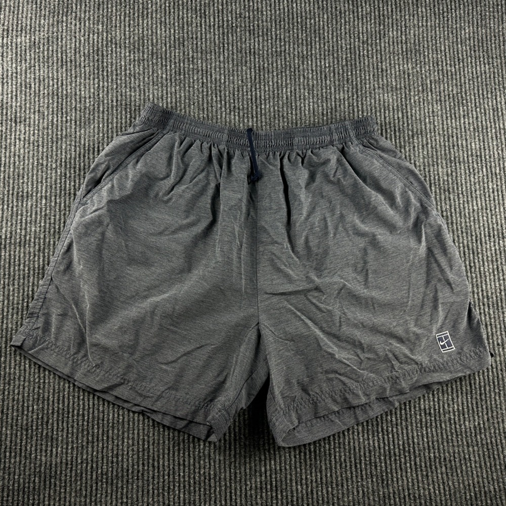 Nike Court Mens Tennis Shorts Grey Heathered Athletic Gym 5 Inch Inseam Large